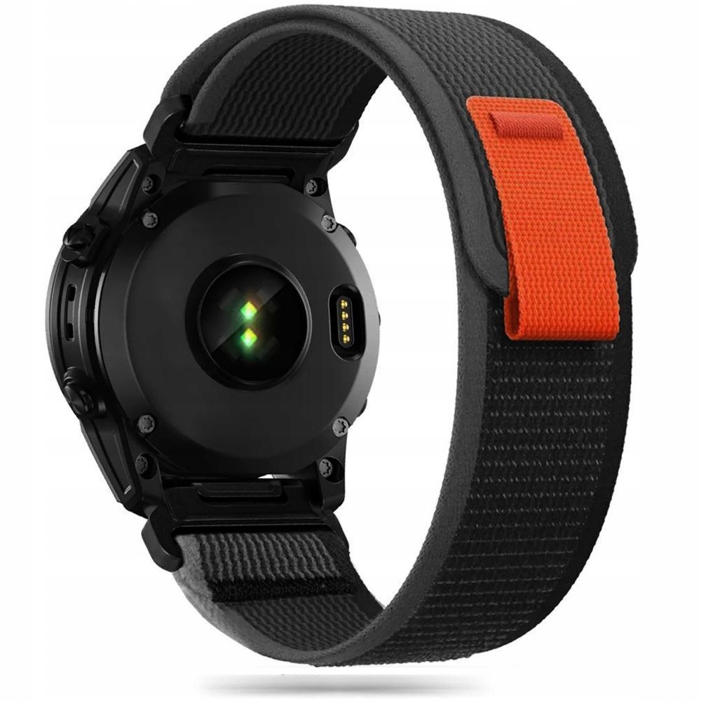 Pasek Tech-Protect Nylon na Garmin Fenix 5 / 6 / 6 Pro / 7 - czarno-pomarań