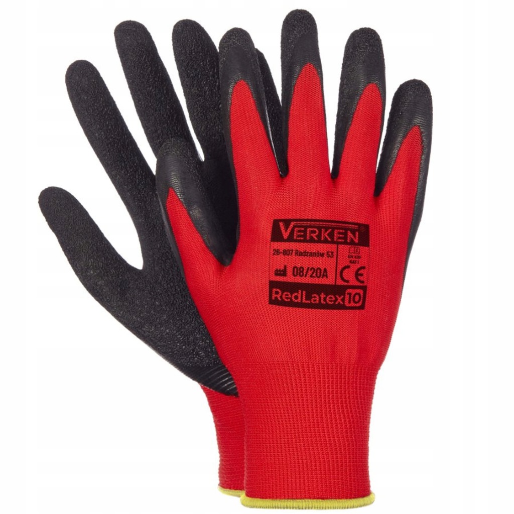 Rękawice Rękawiczki Robocze Verken RedLatex rozmiar 10 - XL
