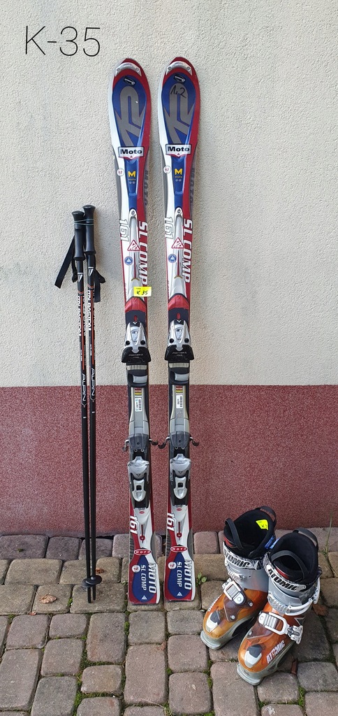 Komplet narciarski RACE SL 161cm narty buty kije