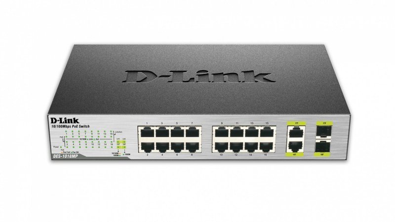 D-Link Switch DES-1018MP Unmanaged, Desktop, 10/10