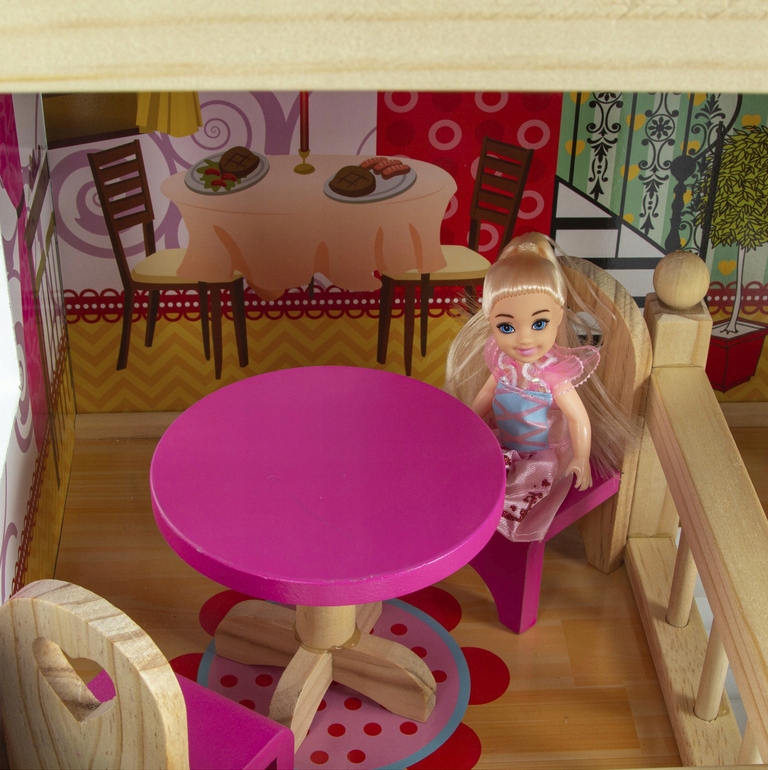 Купить БОЛЬШАЯ ДЕРЕВЯННАЯ МЕБЕЛЬ ДЛЯ КУКОЛЬНОГО ДОМИКА 90СМ + КУКЛЫ ...
