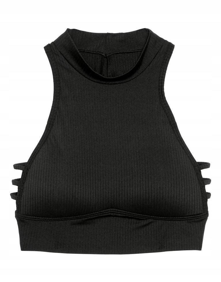 P6U123 H&M__MJ9 CZARNY TOP PUSH UP STÓJKA__S