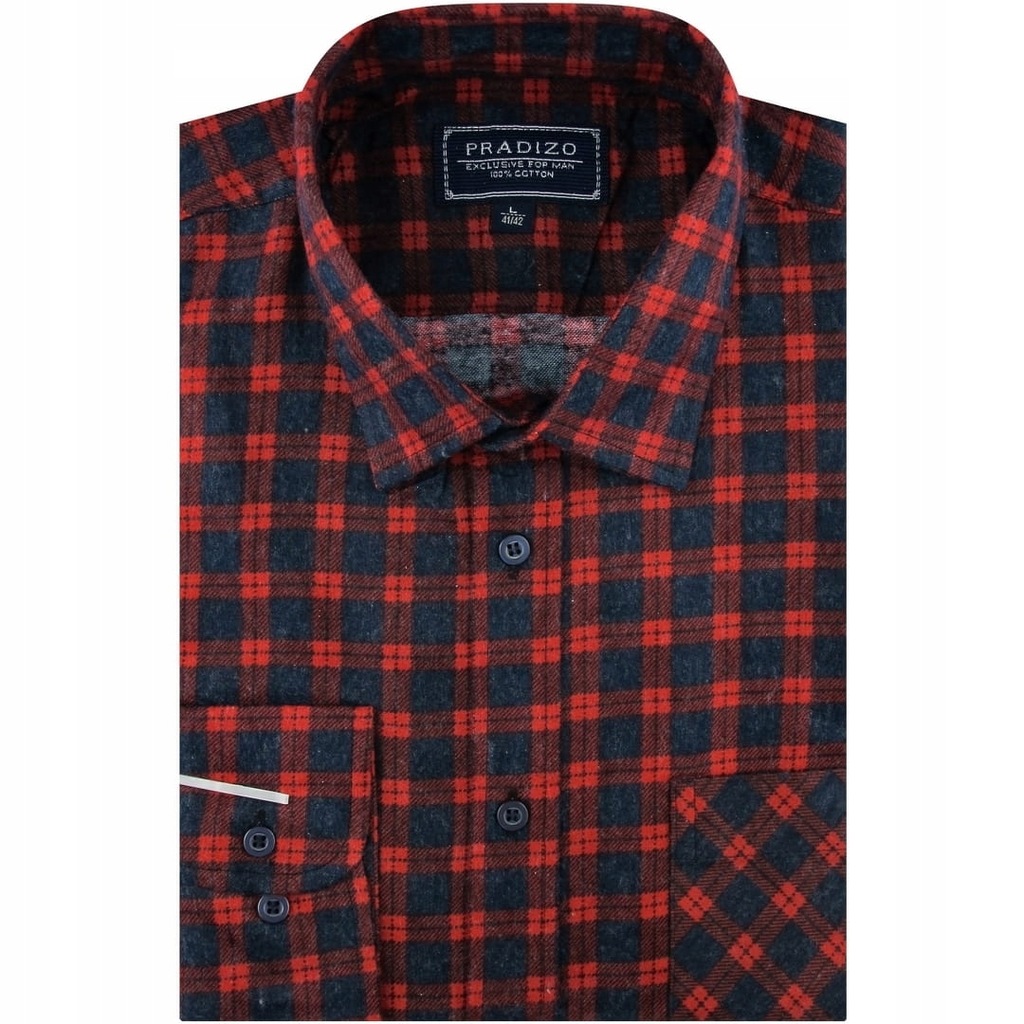 Koszula Męska Flanelowa w kratę do pracy A691