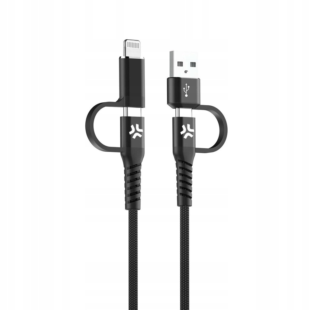 Kabel USB do USB-C i Lightning Celly USBC4IN1BK