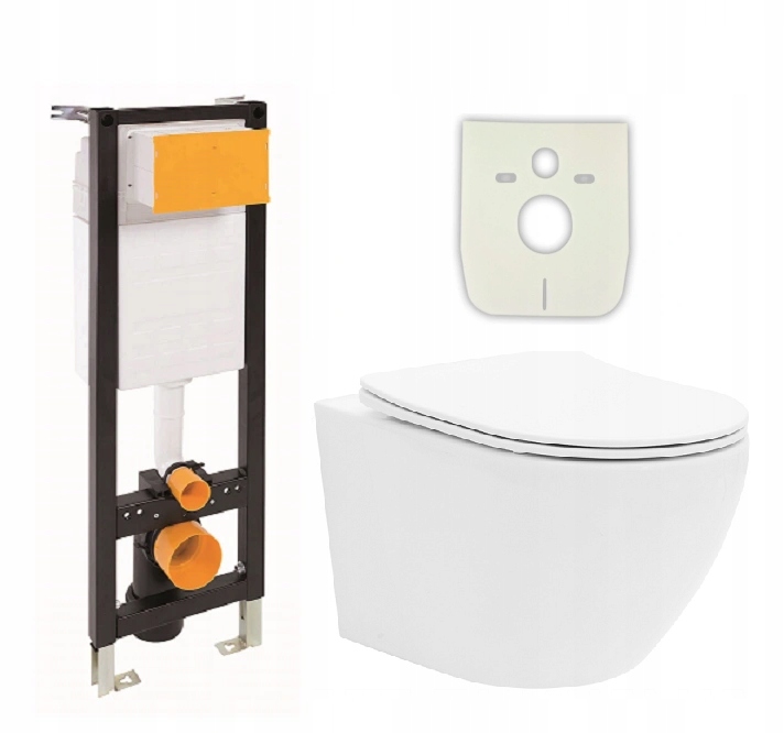 STELAŻ MISKA WC DESKA ZESTAW PODTYNKOWY RIMLESS