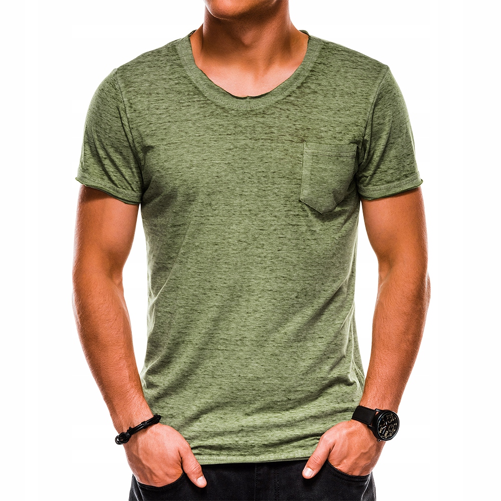 T-shirt męski bez nadruku S1051 zielony XXL