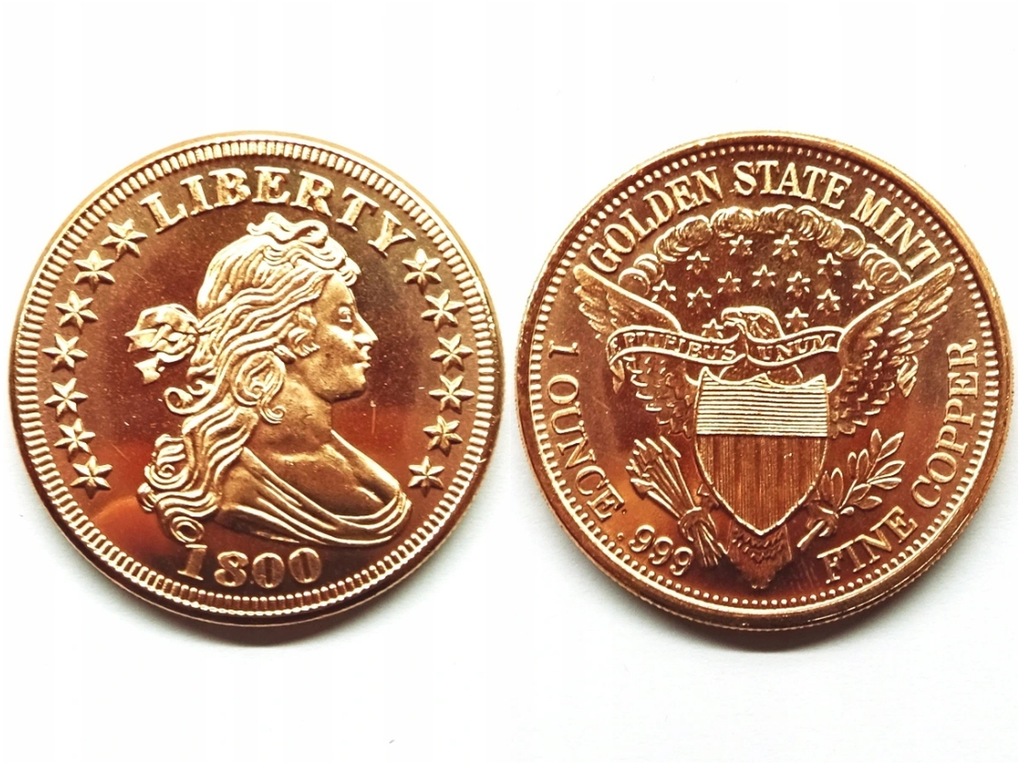 BUST DIME 1 uncja miedzi, USA, copper 9599063789 oficjalne archiwum