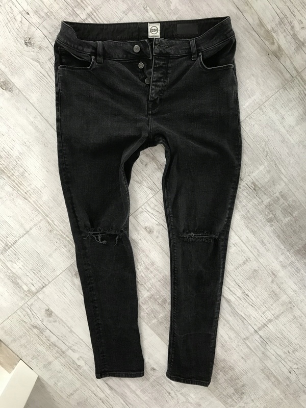 ASOS__stretch jeans męskie RURKI__W34L32 DZIURY