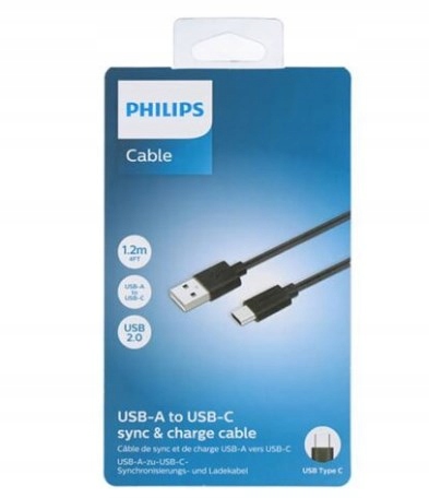 Kabel przewód do ładowarki Philips USB-A do USB-C 1,2 m