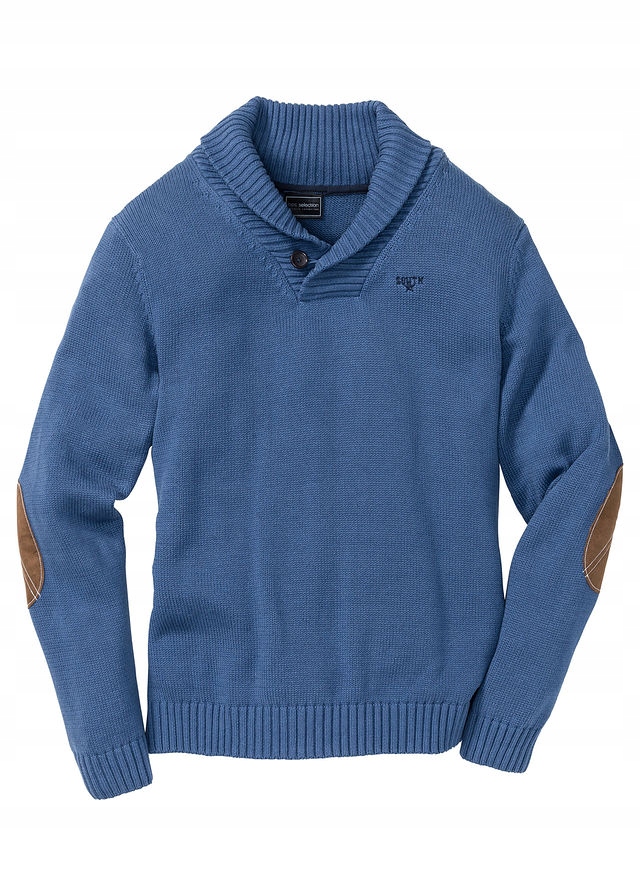 Sweter z szalowym kołn niebieski 48/50 (M) 954980