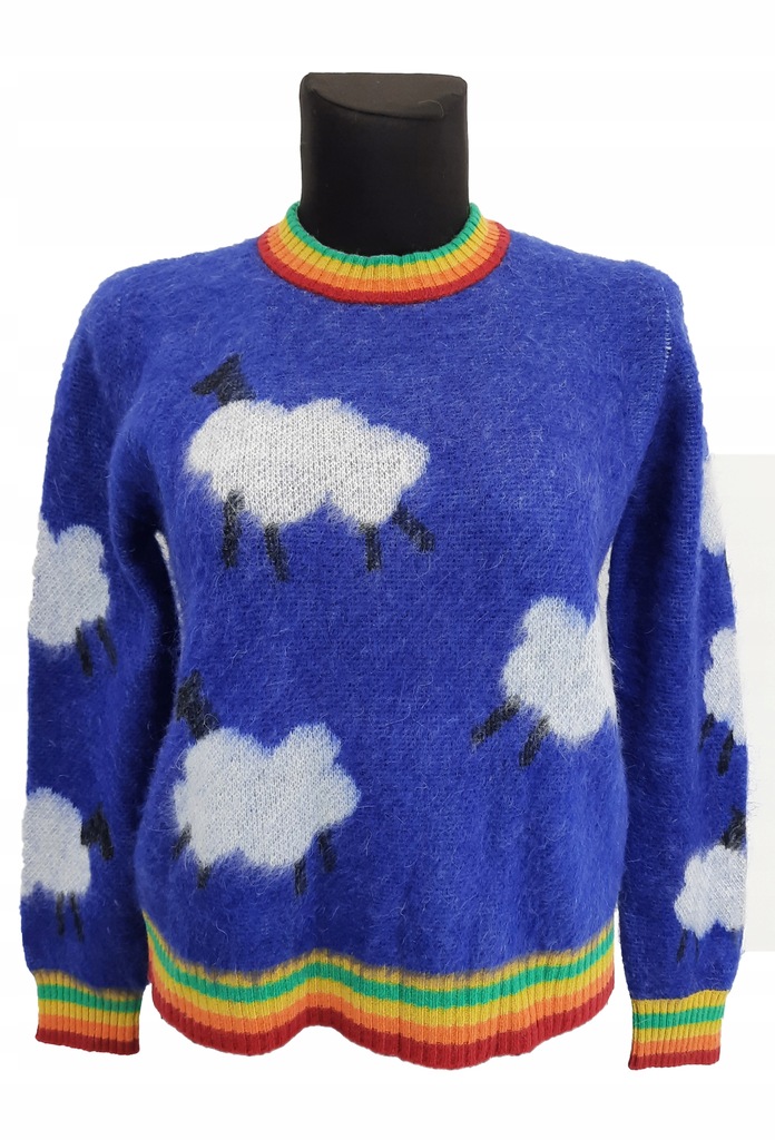 Sweter klasyczny BENETTON retro wzory XL