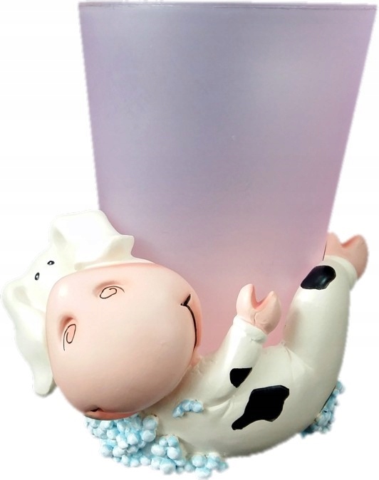 Kubek plastikowy 200ml+ceramiczna podstawka krowa