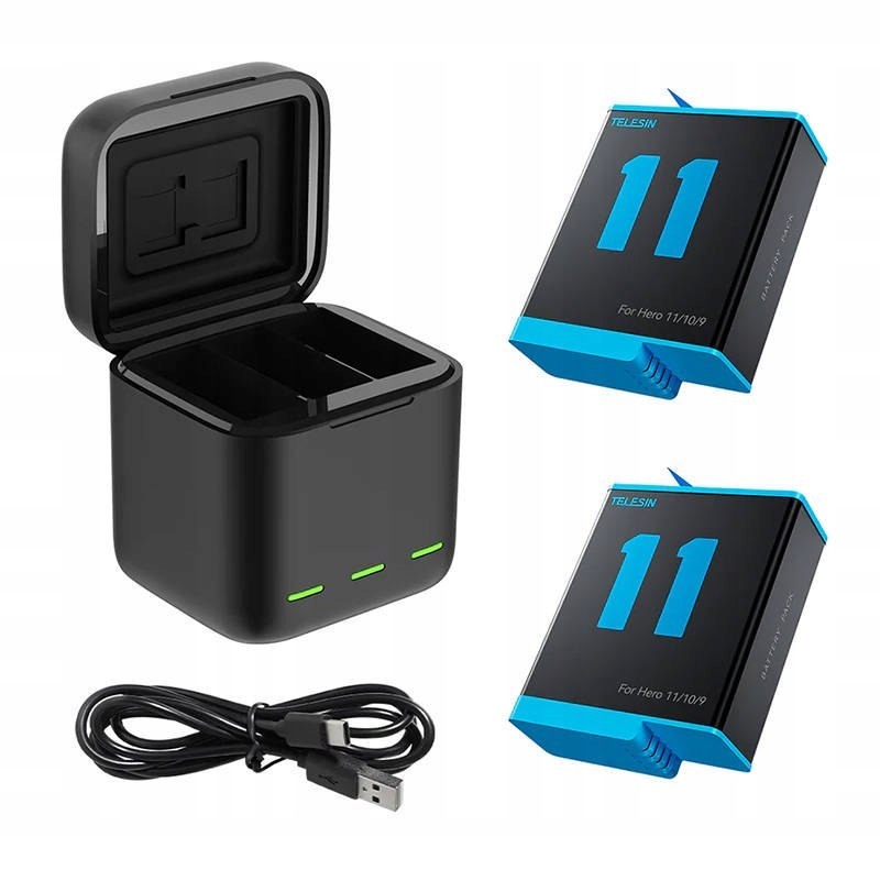 Ładowarka trójkanałowa Box Telesin + 2 akumulatory do GoPro Hero 11 / 10 /