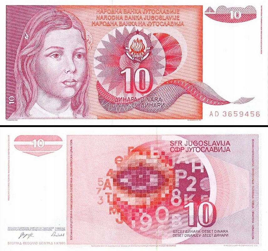 JUGOSŁAWIA - 10 DINARÓW - 1990 - P 103 - UNC + GRATIS *NN