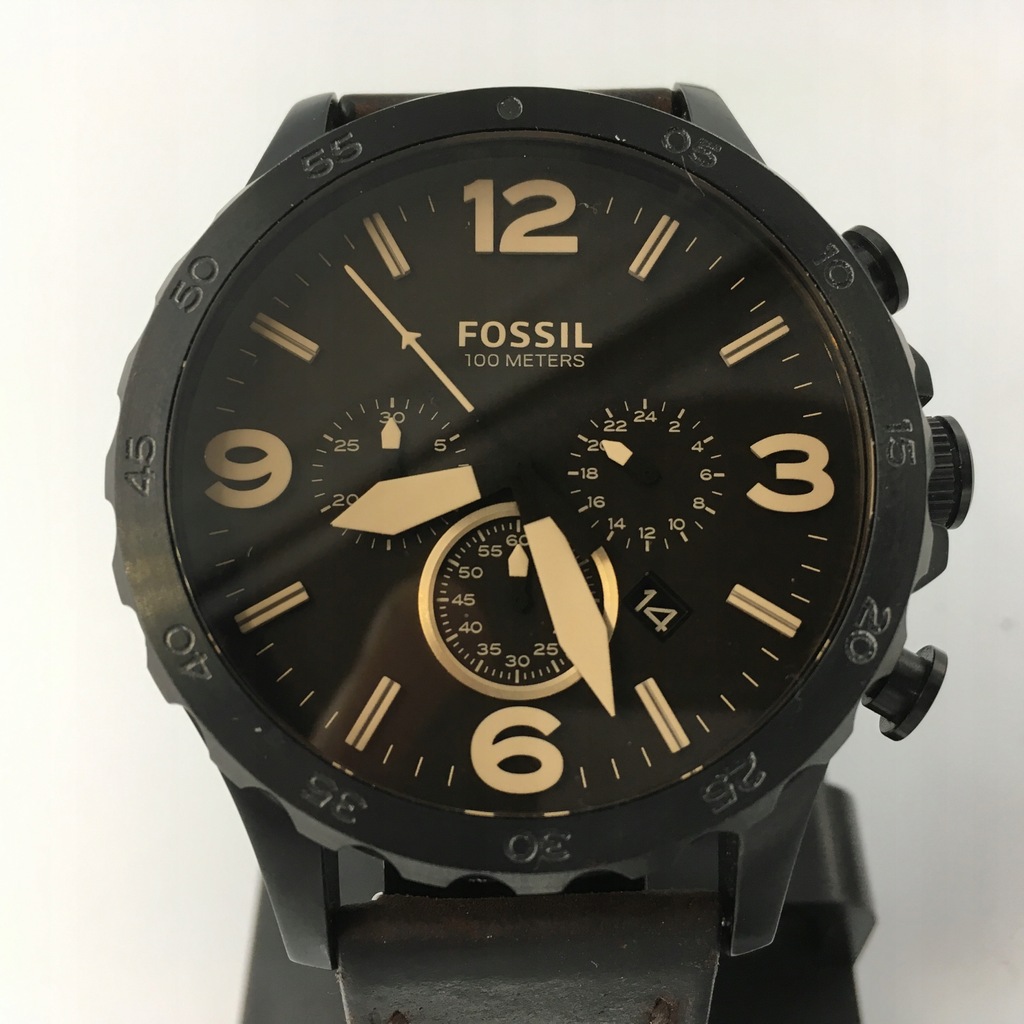 x39 FOSSIL JR1487 zegarek męski czarny pasek braz