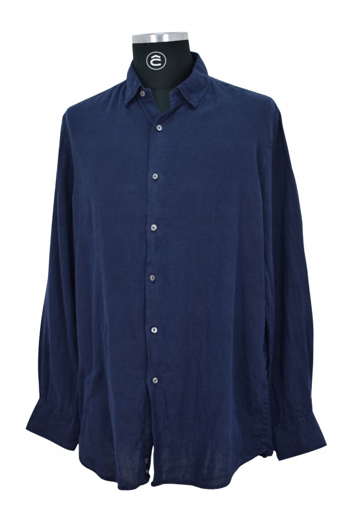 Pierre Cardin Slim Fit Męska Lniana Niebieska Koszula Rozmiar XL