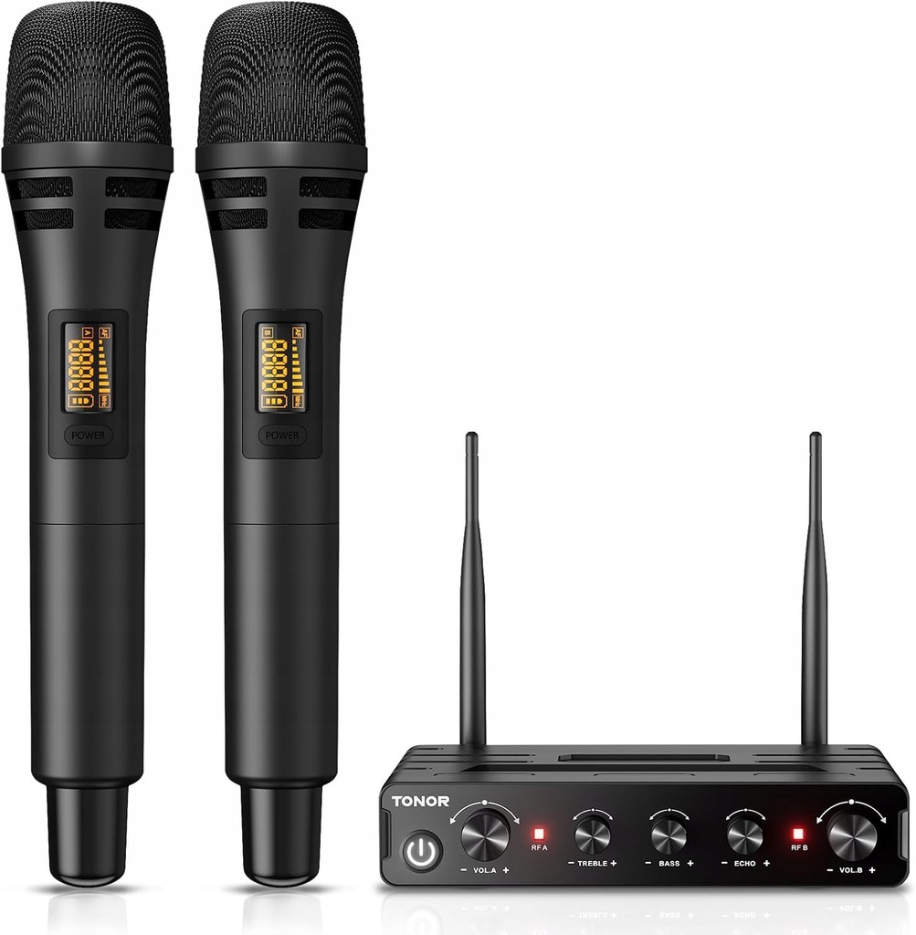 Bezprzewodowe mikrofony TONOR TW350 Zestaw 2 mikrofonów UHF z odbiornikiem