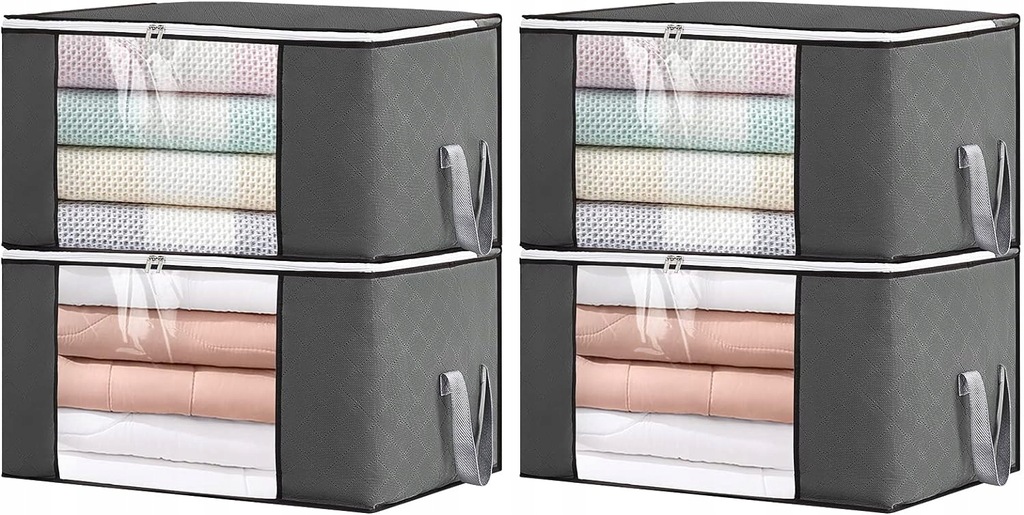 4X TORBA MATERIAŁOWA DO PRZECHOWYWANIA UBRAŃ ZABAWEK ORGANIZER POJEMNIK 84L