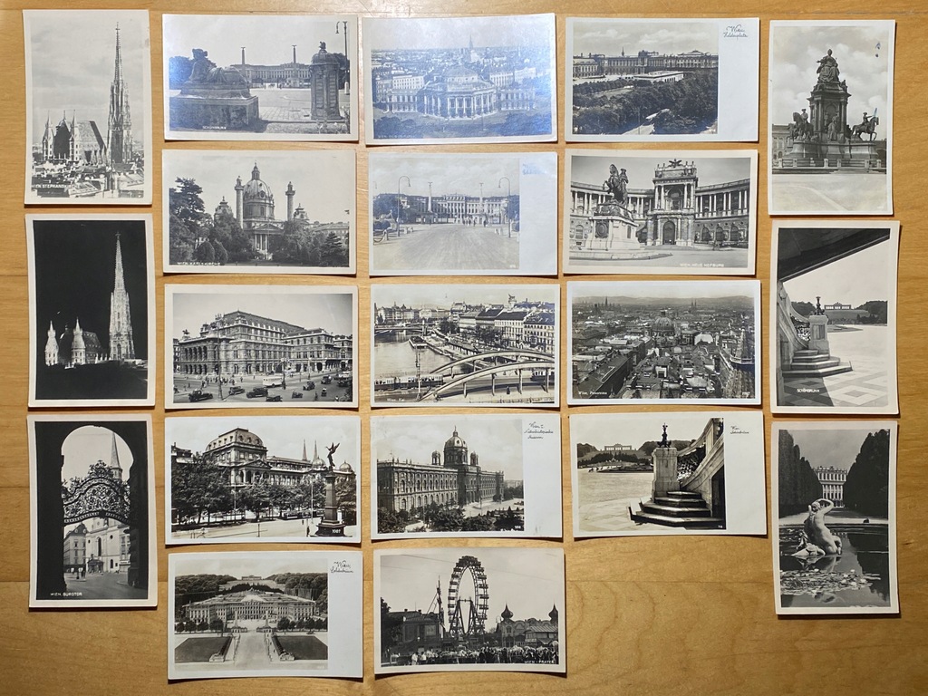 Zestaw pocztówek - Wiedeń Austria - lata 30te XX wiek 20 sztuk