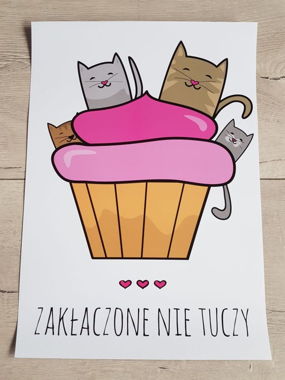 PLAKAT Zakłaczone nie tuczy KOT PaniKota pomagaj