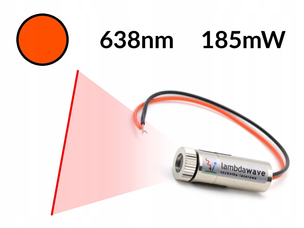 LAMBDAWAVE Laser liniowy czerwony 185mW 638nm