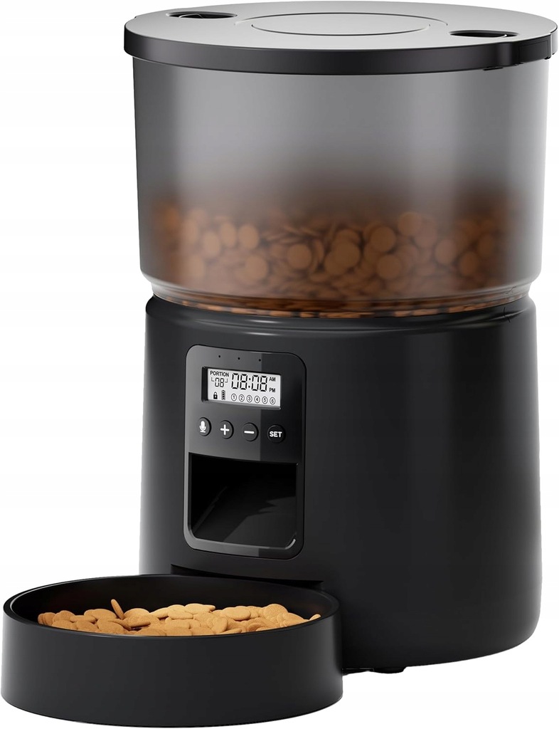 Karmnik automatyczny BEMOONY 3L z timerem, 1–6 posiłków, czarny