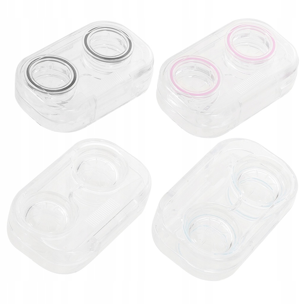Contact Lens Case Kit Eye Cleaner Screw Cap 4 Pcs
