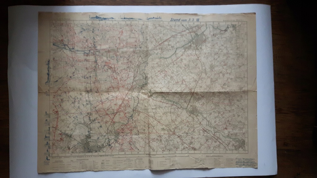 Stara niemiecka mapa 6 ARMII z 1918 roku - Rejon Francja - Belgia (Comines)