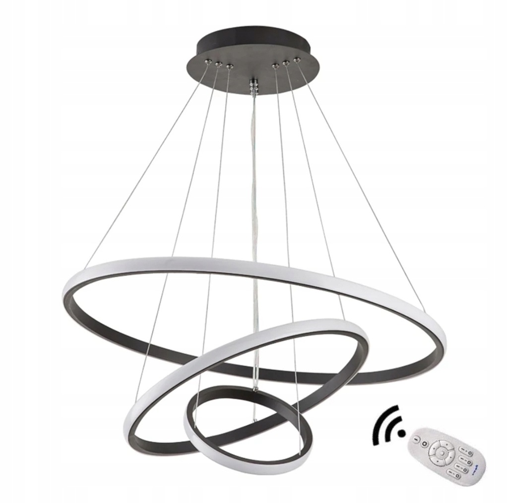 LAMPA WISZĄCA ZWIS KRISLAMP RING KR 438-3L 100W LED 3000-6000K CZARNA