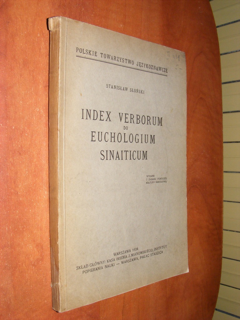 INDEX VERBORUM DO EUCHOLOGIUM SINAITICUM 1934