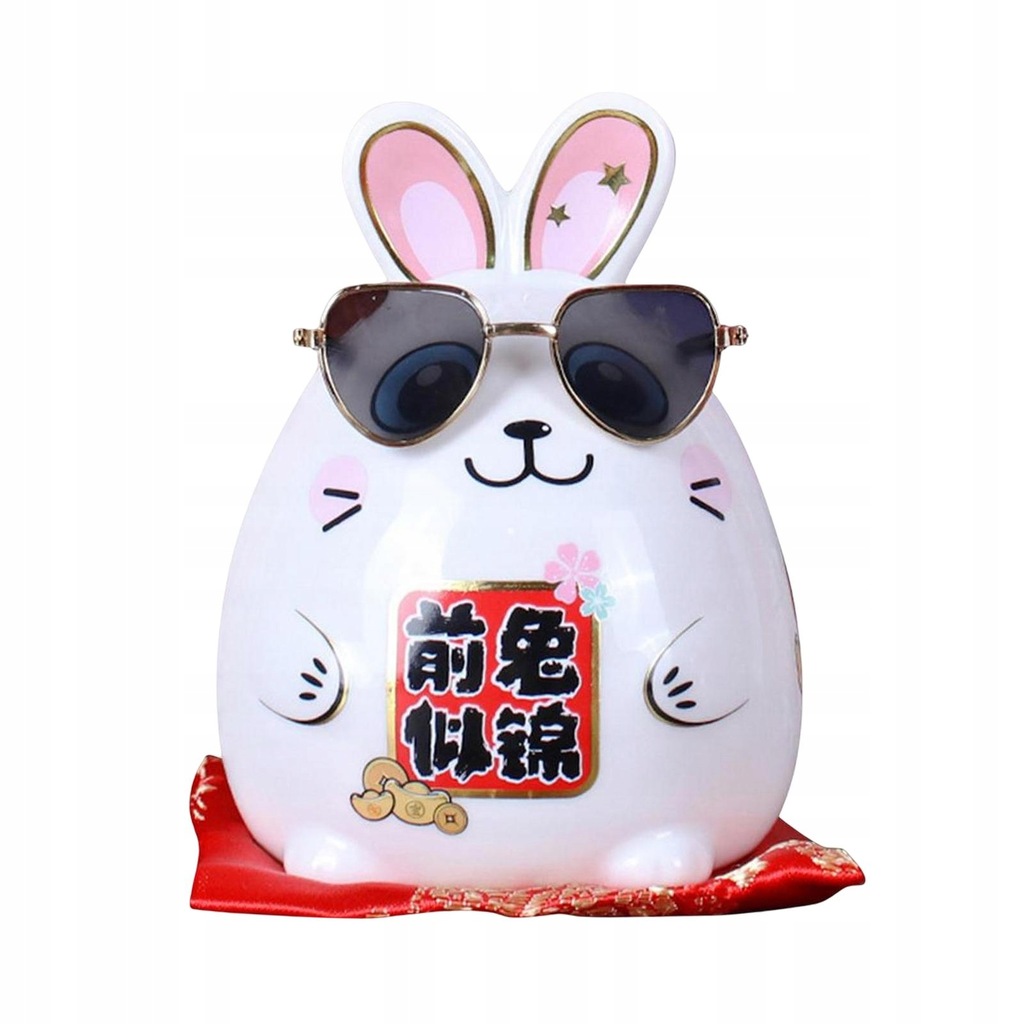 Tabletop Chinese Rabbit Figurine Ceramic Money Saving Box Miniature Style D