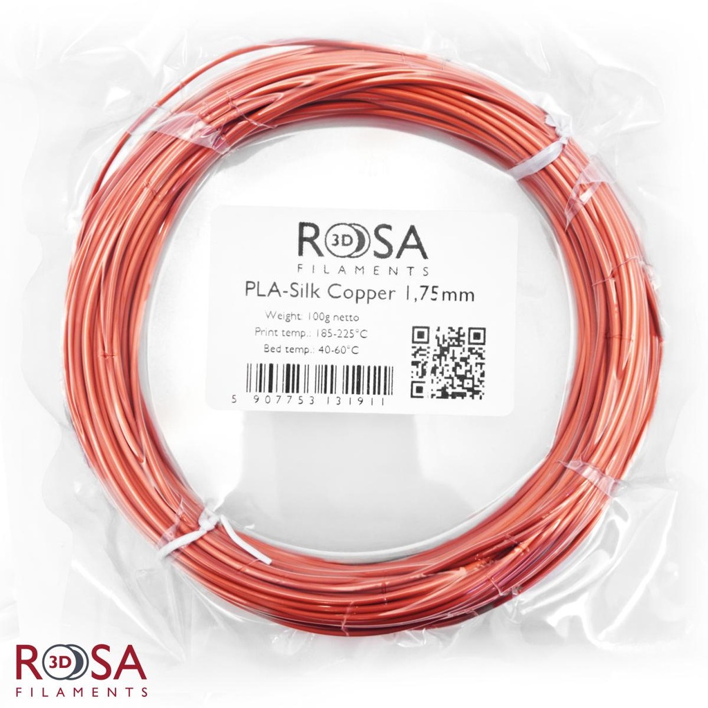 Filament ROSA 3D PLA SILK 1,75mm 100g miedziany