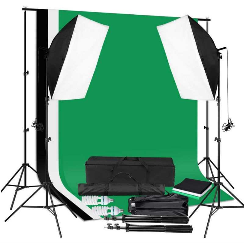 STUDIO FOTOGRAFICZNE 2x SOFTBOX TŁO E27 2X 125W