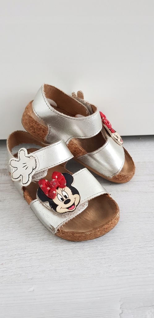 H&M srebrne sandałki Minnie Mouse korek 20/21