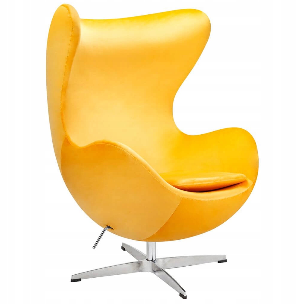 Designerski fotel obrotowy Egg do pokoju żółty alu