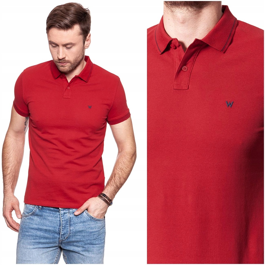 WRANGLER S/S MĘSKA KOSZULKA POLO CZERWONA XL