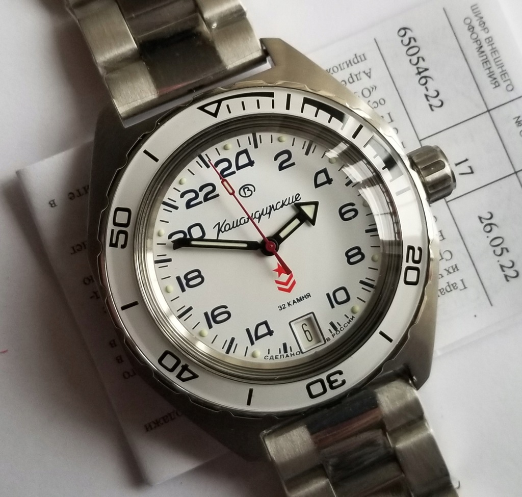 Komandirskie Vostok 24 Ore Orologio K-35 Automatico 2415/350515 Meccanismo 4260278493430 - Foto 8