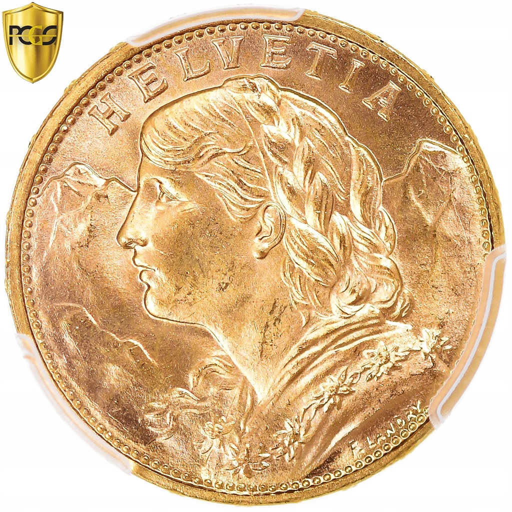 Moneta, Szwajcaria, 20 Francs, 1915, Bern, PCGS, M