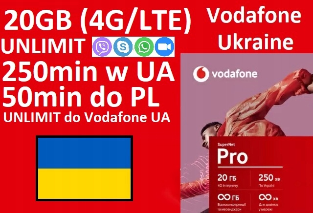 SIM Internet UKRAINA 20GB 4G wysyłka z POLSKI!