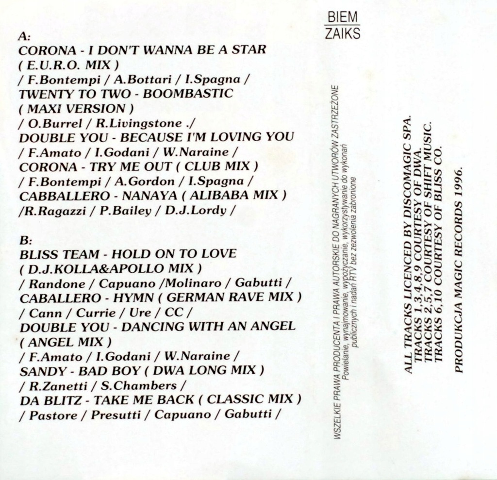 Va More 96 Remixes Magic Records Kaseta b Oficjalne Archiwum Allegro