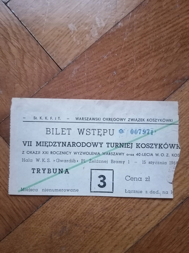 BILET TURNIEJ KOSZYKÓWKI LEGIA-PRAGA 1966