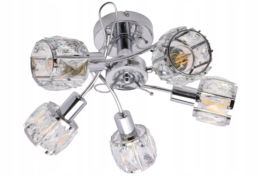 Lampa sufitowa żyrandol VENUS 5 x E14 chrom klosz kryształ srebrny