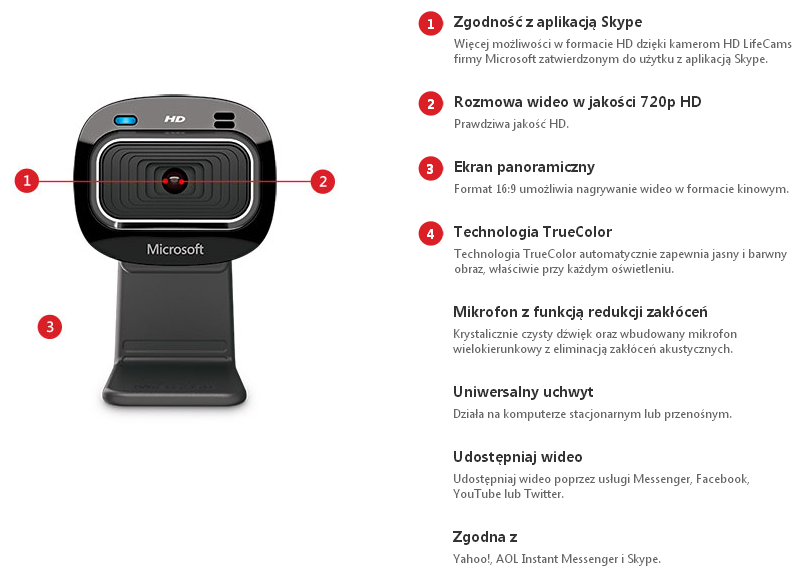 Купить Веб-камера MICROSOFT HD-3000 для Skype USB: отзывы, фото, характеристики в интерне-магазине Aredi.ru