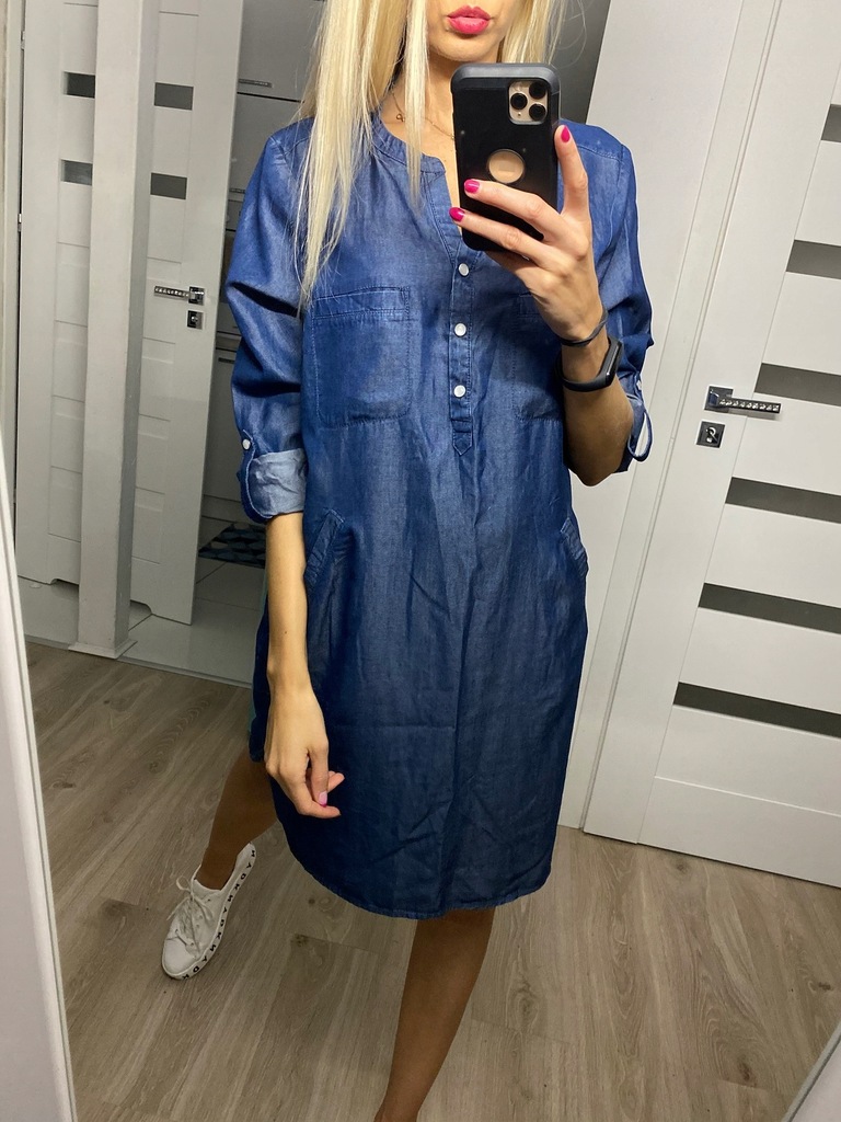 Yessica sukienka jeans szmizjerka koszula maxi M L - 9840568195 ...