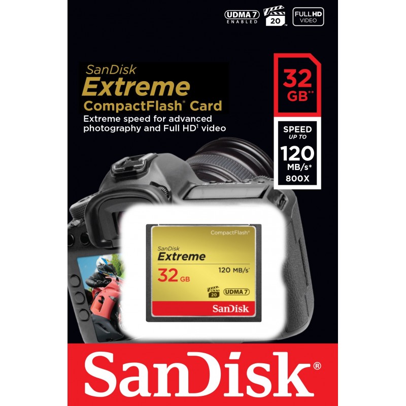 Купить SANDISK 32 ГБ Compact Flash EXTREME CF 120/85 МБ/с: отзывы, фото, характеристики в интерне-магазине Aredi.ru