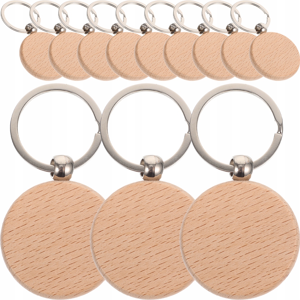 Wooden Keychain Engraving Decorations 12 Pcs