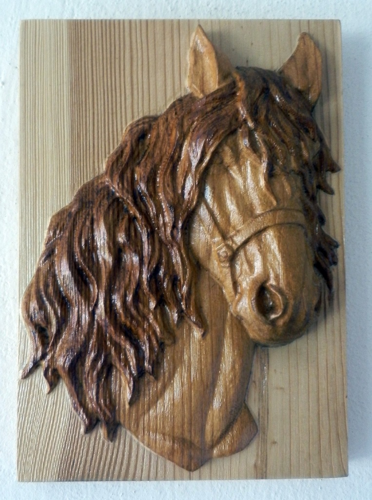 Rzeźba 3d Z Drewna łeb Konia Koń Sosna Promocja 7393658850