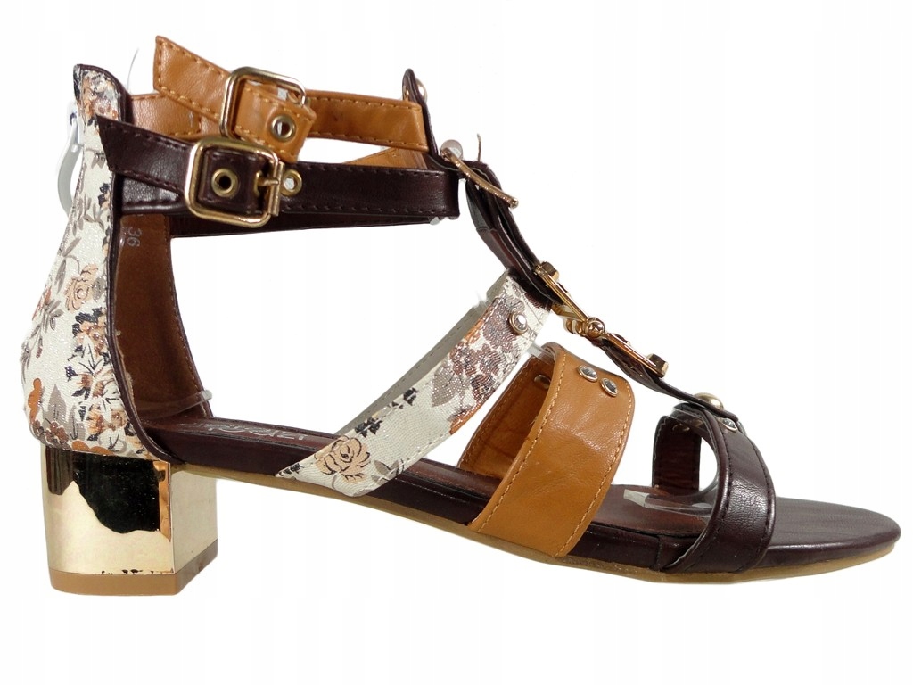Brązowe Sandałki damskie buty rzymianki 38