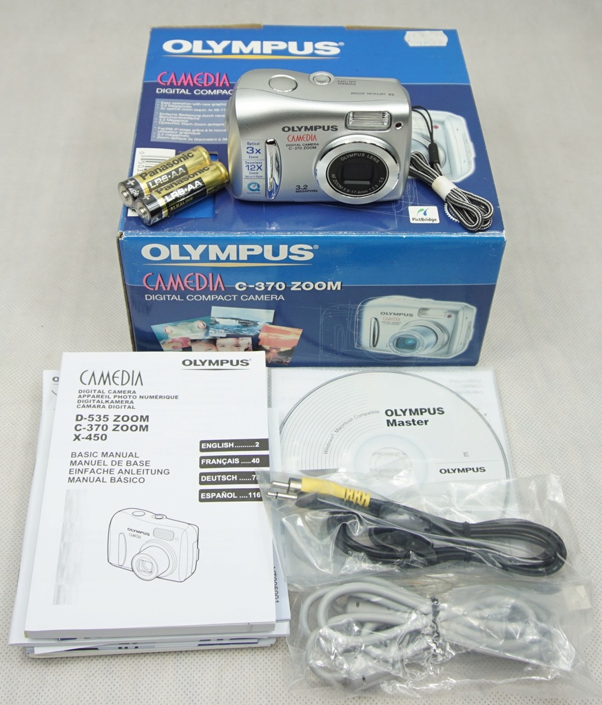 OLYMPUS C370 ZOOM, instrukcje, kable, płyty 13002594254 oficjalne