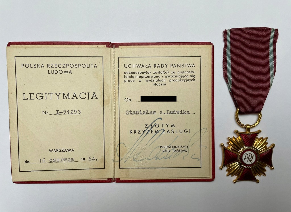 Krzyż Zasługi Legitymacja Karta Stoczniowca
